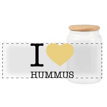 J’ADORE LE HOUMOUS - Boîte à biscuits avec couvercle en bois - blanc - Devant