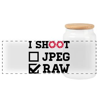I Shoot – Fotografie Kamera Fotograf - Panorama Keksdose mit Holzdeckel - Weiß - Vorne