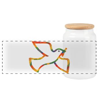 Couleur de Colombe de la paix - Boîte à biscuits avec couvercle en bois - blanc - Devant