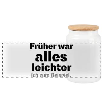 Früher war alles leichter - Panorama Keksdose mit Holzdeckel - Weiß - Vorne