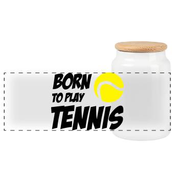 Born to play Tennis - Panoramic Cookie Jar with Wooden Lid - white - Front