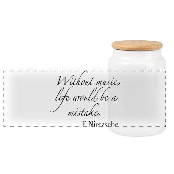music - Panoramic Cookie Jar with Wooden Lid - white - Front
