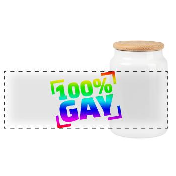 100 Gay / CSD - Panorama Keksdose mit Holzdeckel - Weiß - Vorne