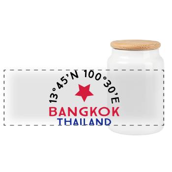 Bangkok - Boîte à biscuits avec couvercle en bois - blanc - Devant
