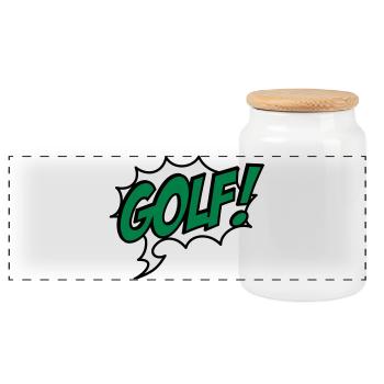 2541614 15928109 golfausruf - Panorama Keksdose mit Holzdeckel - Weiß - Vorne