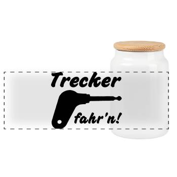 Trecker fahr'n! - Panorama Keksdose mit Holzdeckel - Weiß - Vorne