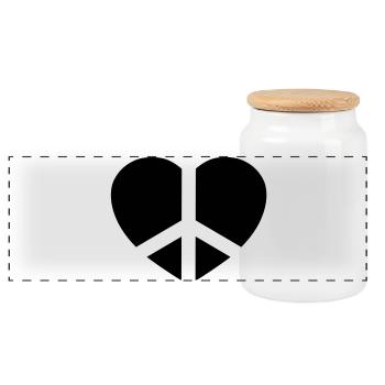 Paix & Amour - Boîte à biscuits avec couvercle en bois - blanc - Devant