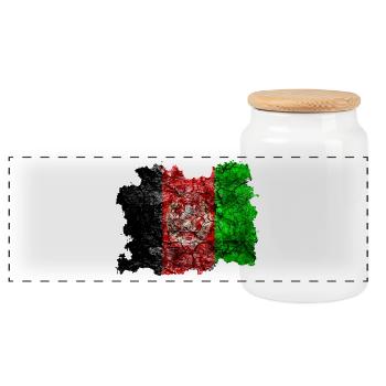 Afghanistan vintage flag - Panoramic Cookie Jar with Wooden Lid - white - Front