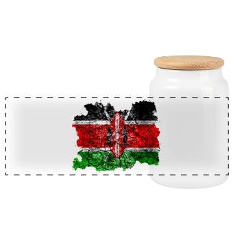 Kenya vintage flag - Panoramic Cookie Jar with Wooden Lid - white - Front