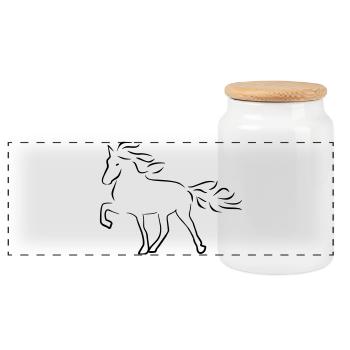 Icelandic horse - Panoramic Cookie Jar with Wooden Lid - white - Front