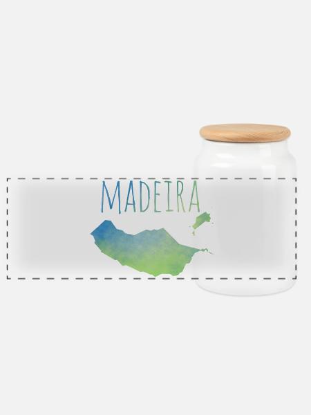 Madeira - Panorama Keksdose mit Holzdeckel - Weiß