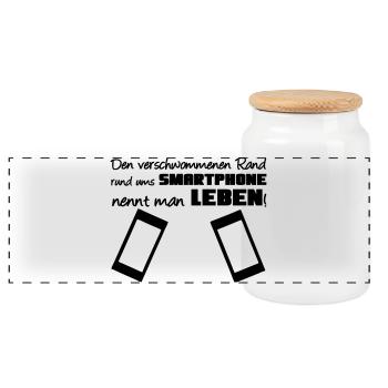 Smartphone Spruch Handy Nerd Geschenk lustig - Panorama Keksdose mit Holzdeckel - Weiß - Vorne