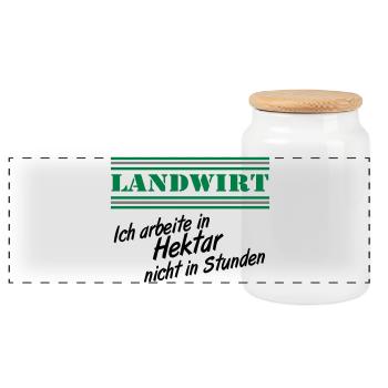 Landwirtschaft , Landwirt , Farmer , Hektar (25) - Panorama Keksdose mit Holzdeckel - Weiß - Vorne