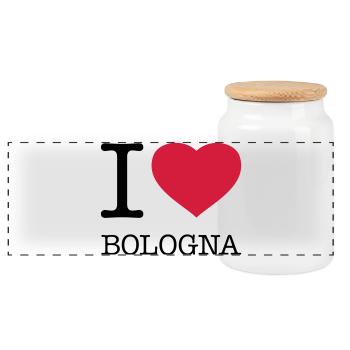 I LOVE BOLOGNA Italy Italien - Panoramic Cookie Jar with Wooden Lid - white - Front