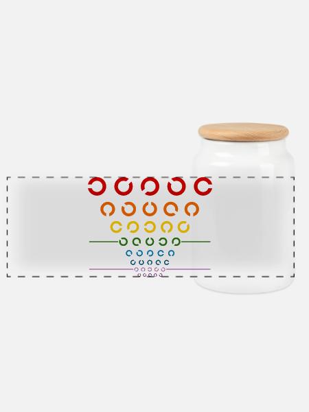 Regenbogen Sehtest - Panorama Keksdose mit Holzdeckel - Weiß