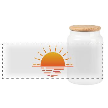 Coucher de soleil - Boîte à biscuits avec couvercle en bois - blanc - Devant