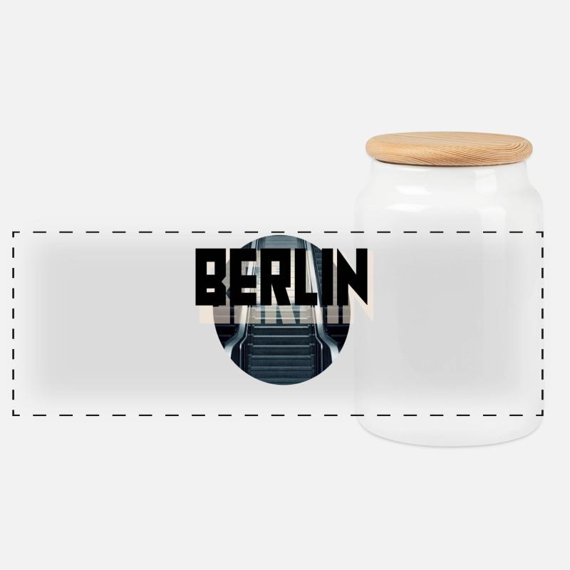 Berlin - Panorama Keksdose mit Holzdeckel - Weiß