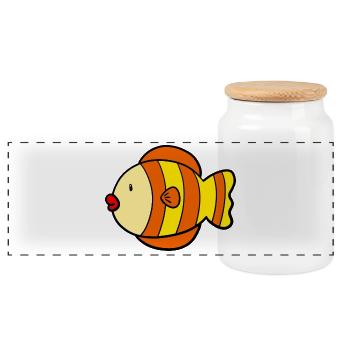 Sweet fish - Panoramic Cookie Jar with Wooden Lid - white - Front