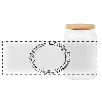 Ovale décoratif avec des coeurs - fond de cadre - Boîte à biscuits avec couvercle en bois - blanc - Devant