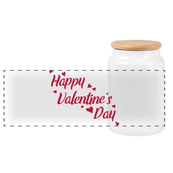 Valentine's Day - Panoramic Cookie Jar with Wooden Lid - white - Front