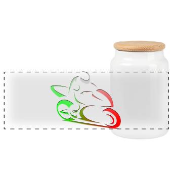 Motard moto Italie - Boîte à biscuits avec couvercle en bois - blanc - Devant