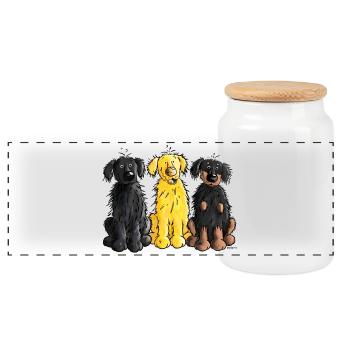 Hovawart – Hovi – Dog – Shirt Design - Panoramic Cookie Jar with Wooden Lid - white - Front