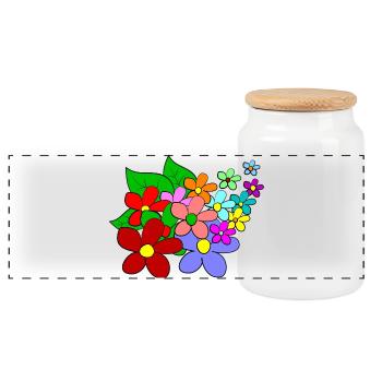 Blumen - Panorama Keksdose mit Holzdeckel - Weiß - Vorne