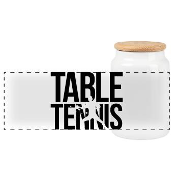 table tennis - Panoramic Cookie Jar with Wooden Lid - white - Front