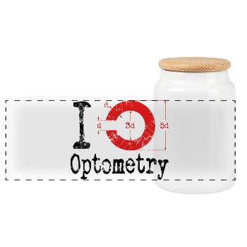 I love Optometry Optometrist - Panoramic Cookie Jar with Wooden Lid - white - Front
