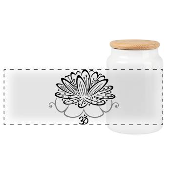 Lotus Lotusblume Om Symbol Lotusblüte - Panorama Keksdose mit Holzdeckel - Weiß - Vorne