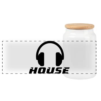 House - Panoramic Cookie Jar with Wooden Lid - white - Front