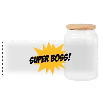 Super Boss ! - Panoramic Cookie Jar with Wooden Lid - white - Front