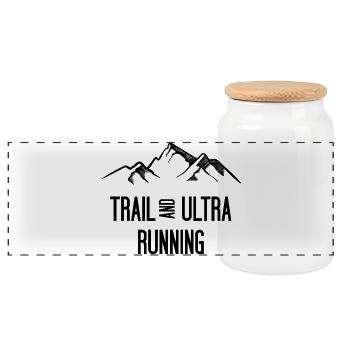 Trail Running and Ultra Running - Panoramic Cookie Jar with Wooden Lid - white - Front