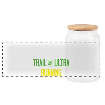 Trail Running and Ultra Running - Panoramic Cookie Jar with Wooden Lid - white - Front