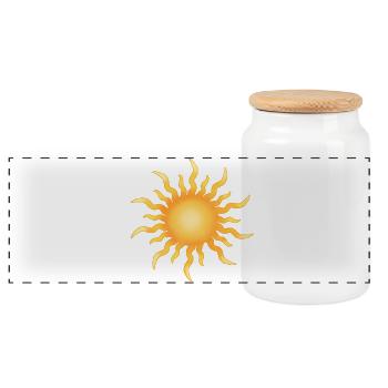Sun - Panoramic Cookie Jar with Wooden Lid - white - Front