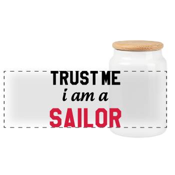 Trust me I am a Sailor - Panorama Keksdose mit Holzdeckel - Weiß - Vorne