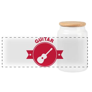 Guitar - Panorama Keksdose mit Holzdeckel - Weiß - Vorne