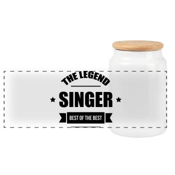 The Legend: Singer - Panorama Keksdose mit Holzdeckel - Weiß - Vorne