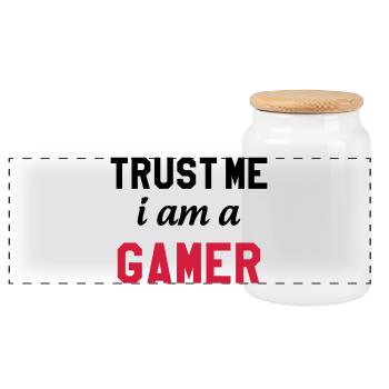 Gamer / Gaming - Boîte à biscuits avec couvercle en bois - blanc - Devant