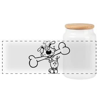 Drôle Chien - Boîte à biscuits avec couvercle en bois - blanc - Devant