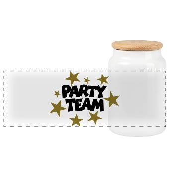 Party Team Sterne (zweifarbig) - Panorama Keksdose mit Holzdeckel - Weiß - Vorne