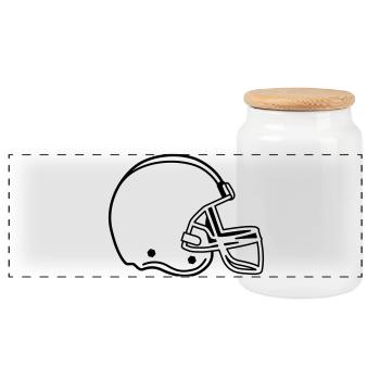 foot americain - Boîte à biscuits avec couvercle en bois - blanc - Devant
