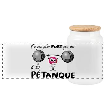 y'a pas plus fort que moi - Boîte à biscuits avec couvercle en bois - blanc - Devant