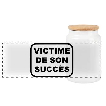 Victime de son succès - Boîte à biscuits avec couvercle en bois - blanc - Devant