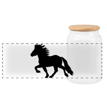Sweet Icelandic Horse, Tölter No. 6, Icelandic - Panoramic Cookie Jar with Wooden Lid - white - Front