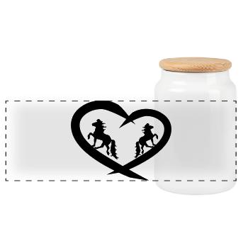 Icelandic Horse Heart, Icelandic Horse Love - Panoramic Cookie Jar with Wooden Lid - white - Front