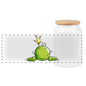 Frog King - Panoramic Cookie Jar with Wooden Lid - white - Front