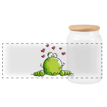 Frosch in Love - Panorama Keksdose mit Holzdeckel - Weiß - Vorne