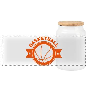 Basketball - Basket Ball - Game - Sport - Player - Panoramic Cookie Jar with Wooden Lid - white - Front