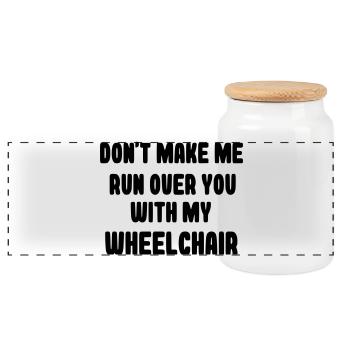 Ne me laisse pas t’écraser en fauteuil roulant # - Boîte à biscuits avec couvercle en bois - blanc - Devant